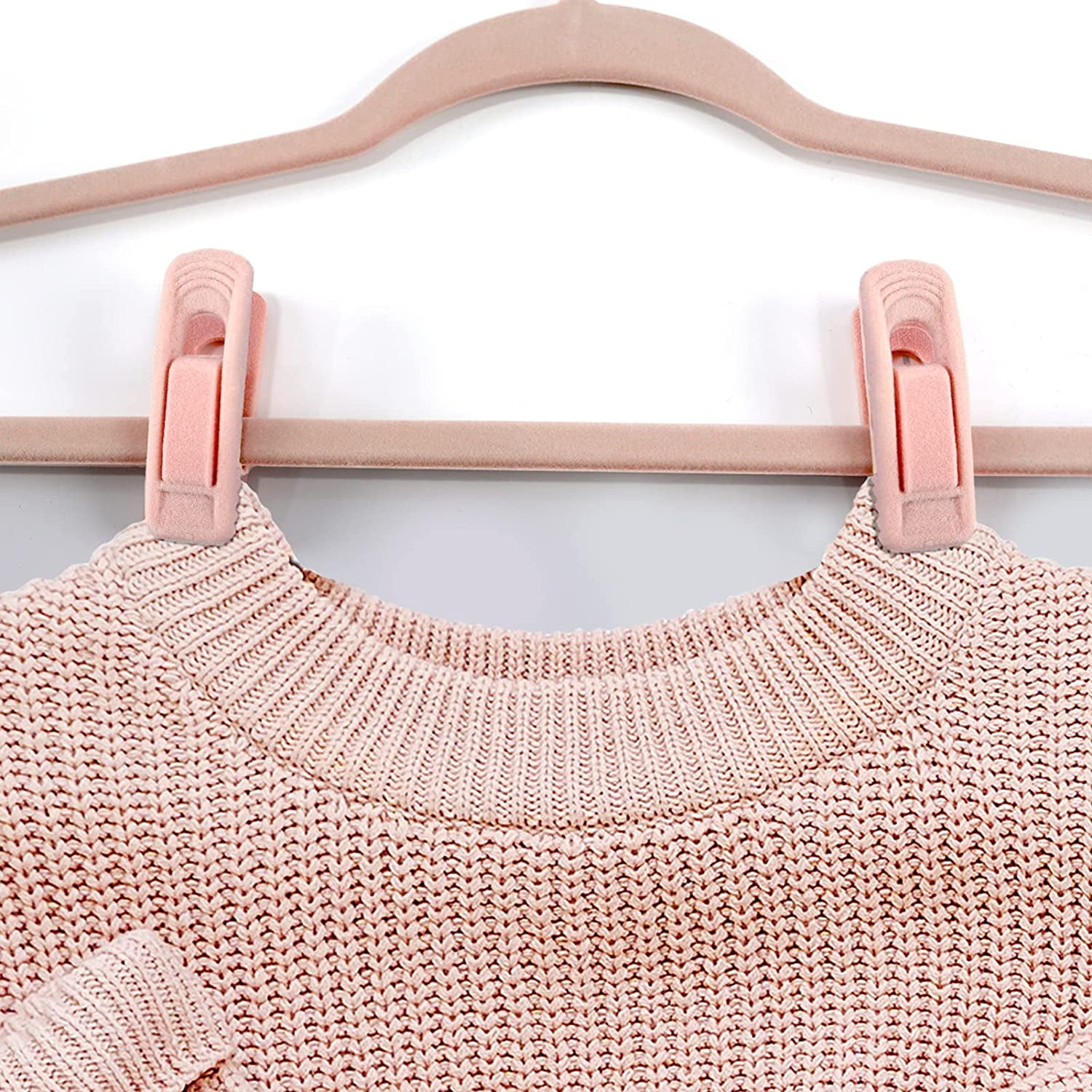 Light Pink Velvet Hangers Strong Finger Clips Perfect for Suits Skirts Pants and Baby Clothes
