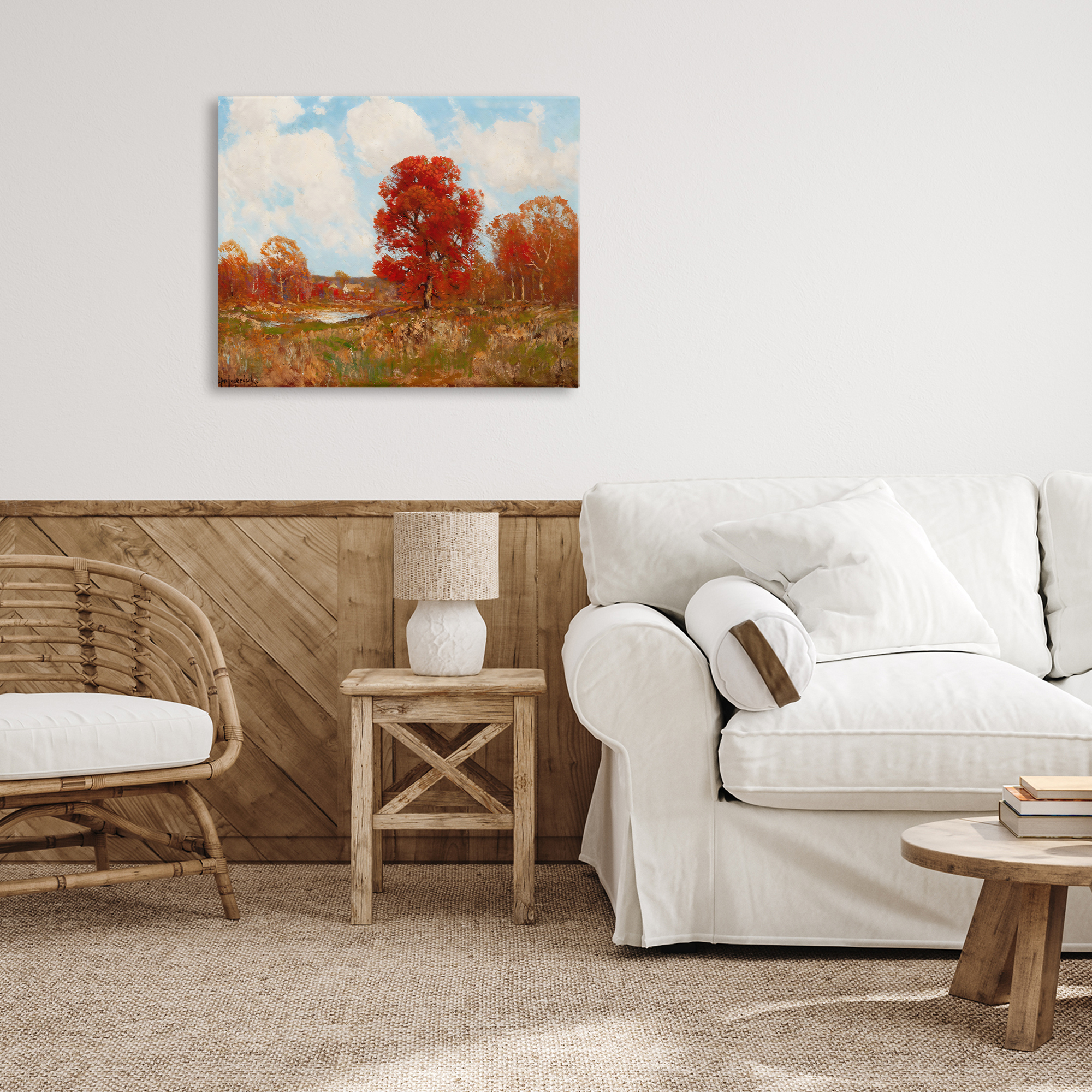 Fall Landscape with Red Foliage Canvas Wall Art, design by Arlington Prints