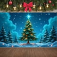 thumbnail image 2 of Lighted Design Christmas Banner Snowy Scene Xmas Banner Starry Background Green Pine Holiday Banner for Christmas Party Winter Holiday Family Gathering, 2 of 9