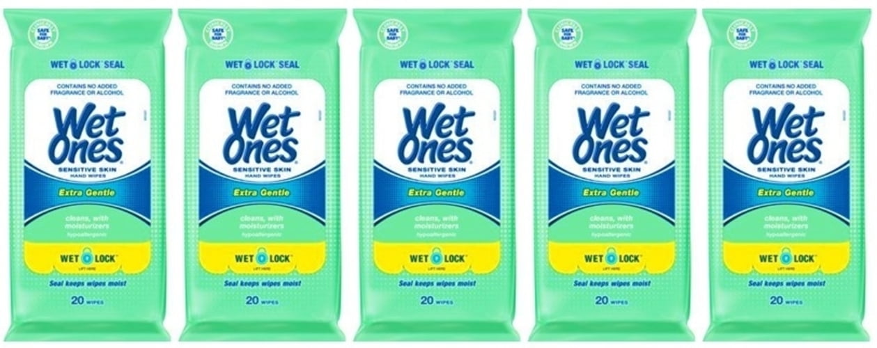 Sensitive Skin Hand And Face Wipes Travel Pack Wet Ones Pack Of 20  10 Pack