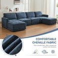 thumbnail image 5 of DOMICARE 144" Blue U-Shaped Modular Sectional Sofa with 2 Ottomans, Oversized 6 Seater Couch with Thick Chenille Cushions, Comfy Living Room Sofa, 5 of 7