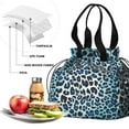 thumbnail image 4 of Blue Leopard Print Drawstring Lunch Bag Women - Drawstring Lunch Bag Insulated for Work Office - Stain-Resistant Large Lunchbags for Women with Multi-Pockets, 4 of 6