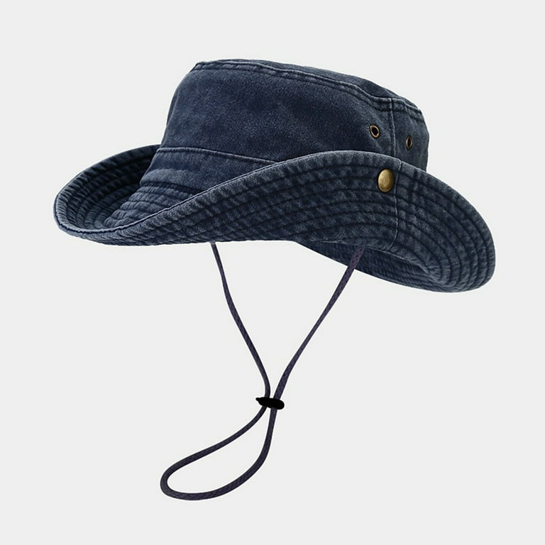 Unisex Bucket Hats Sun Hat Wide Brim Foldable Adjustable Rope Mesh  Breathable Fisher Hiking For Men Women Navy 