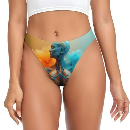 Rateoe Surreal Body Art Pattern Seamless Women Underwear Thongs No Show Ladies Thong No Line Breathable Comfortable Panties Undies for Women-Small