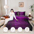 thumbnail image 3 of Feelyou Spooky Ghost Full Size Comforter Sets, Gothic Halloween Bedding Comforter Set, Magenta Purple, Black Reversible, 3 Pieces, 1 Comforter and 2 Pillowcases, 3 of 7