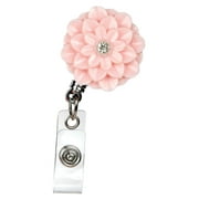ID Avenue Plastic Pink Zinnia Flower Retractable ID Badge Reel Clip