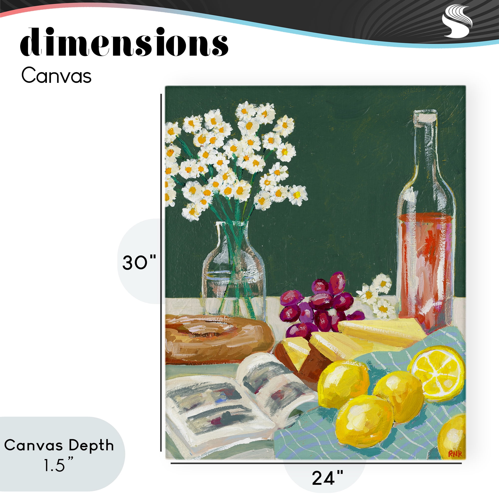 Stupell Industries Cheese, Wine and Lemon Still Life Canvas Wall Art, design by Rachael Reese