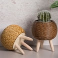 thumbnail image 5 of Imitation Rattan Woven Flower Shelf Planters Handmade Storage Basket With Removable Wooden Legs Plant Pot Stand Holder, 5 of 14