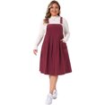 thumbnail image 3 of DARING DIVA Women's Plus Corduroy Pinafore Dress Pleated Skirt 3X Burgundy, 3 of 6