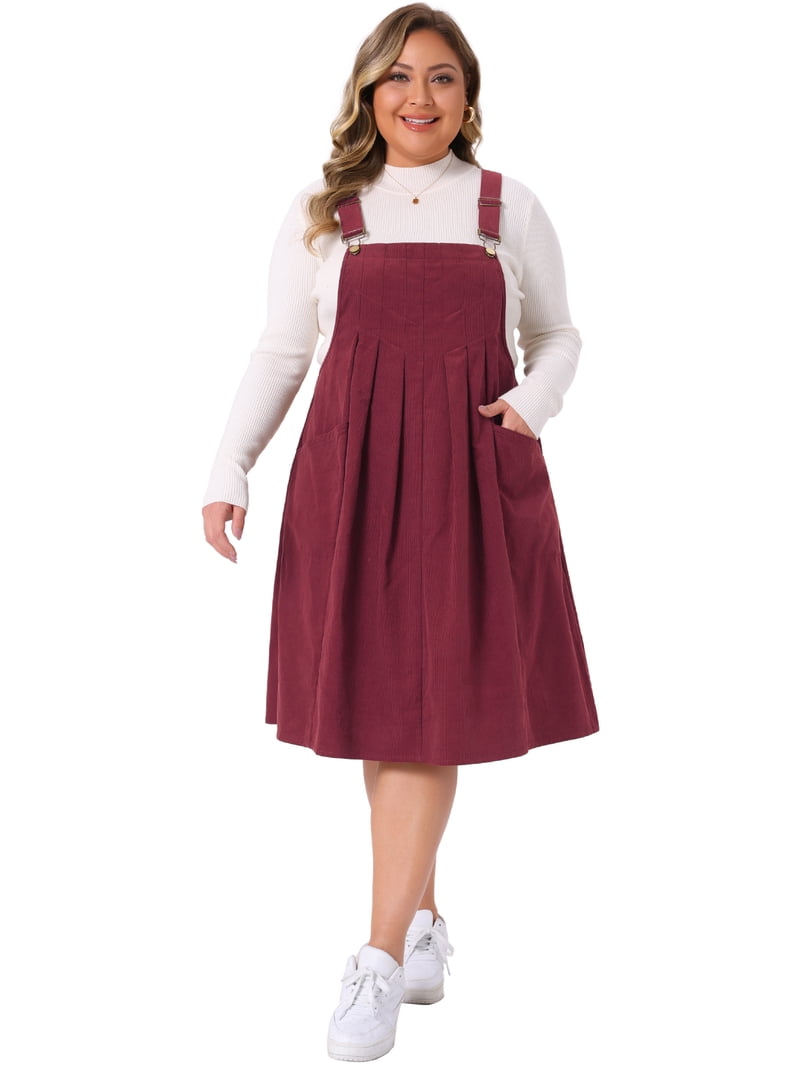 burgundy cord pinafore dress Snow Wash Corduroy Pinafore Dress- Raspberry
