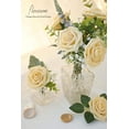 thumbnail image 3 of Artificial Flowers 25pcs Real Looking Ivory Foam Fake Roses with Stems for DIY Wedding Bouquets White Bridal Shower Centerpieces Arrangements Party Tables Decorations, 3 of 5