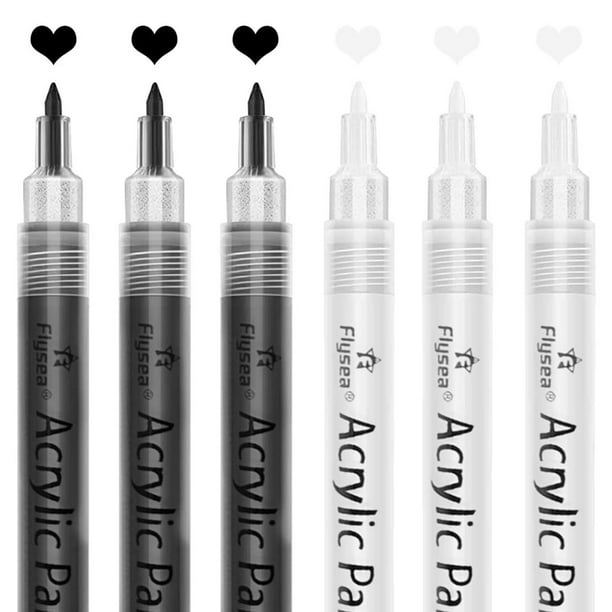 Rotuladores de Pintura AcríLica, Paquete de 6 Marcadores de Pintura en Blanco y Negro, BolíGrafos Pintura para Pintura de , Piedra, CeráMica, Vidrio, Madera, PláStico, Metal