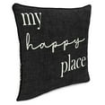 thumbnail image 3 of Jordan Manufacturing 16" x 16" My Happy Place Black Novelty and Leaves Reversible Square Outdoor Throw Pillow, 3 of 13