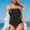 Black, variant on Ayolanni Girls Swimsuit One-Piece Push-Up Tummy Control Ruffled Swimwear Solid Flowy Open Back Strapless Bandeau Bathing Suit Black L
