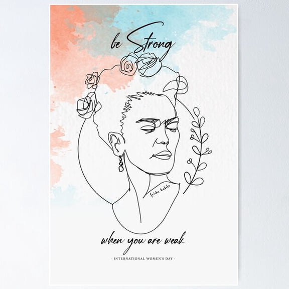 Frida Kahlo Line Art Drawing Poster Wall Art, Modern Wall Decor For Living Room Bedroom, 8x12 UNFRAMED