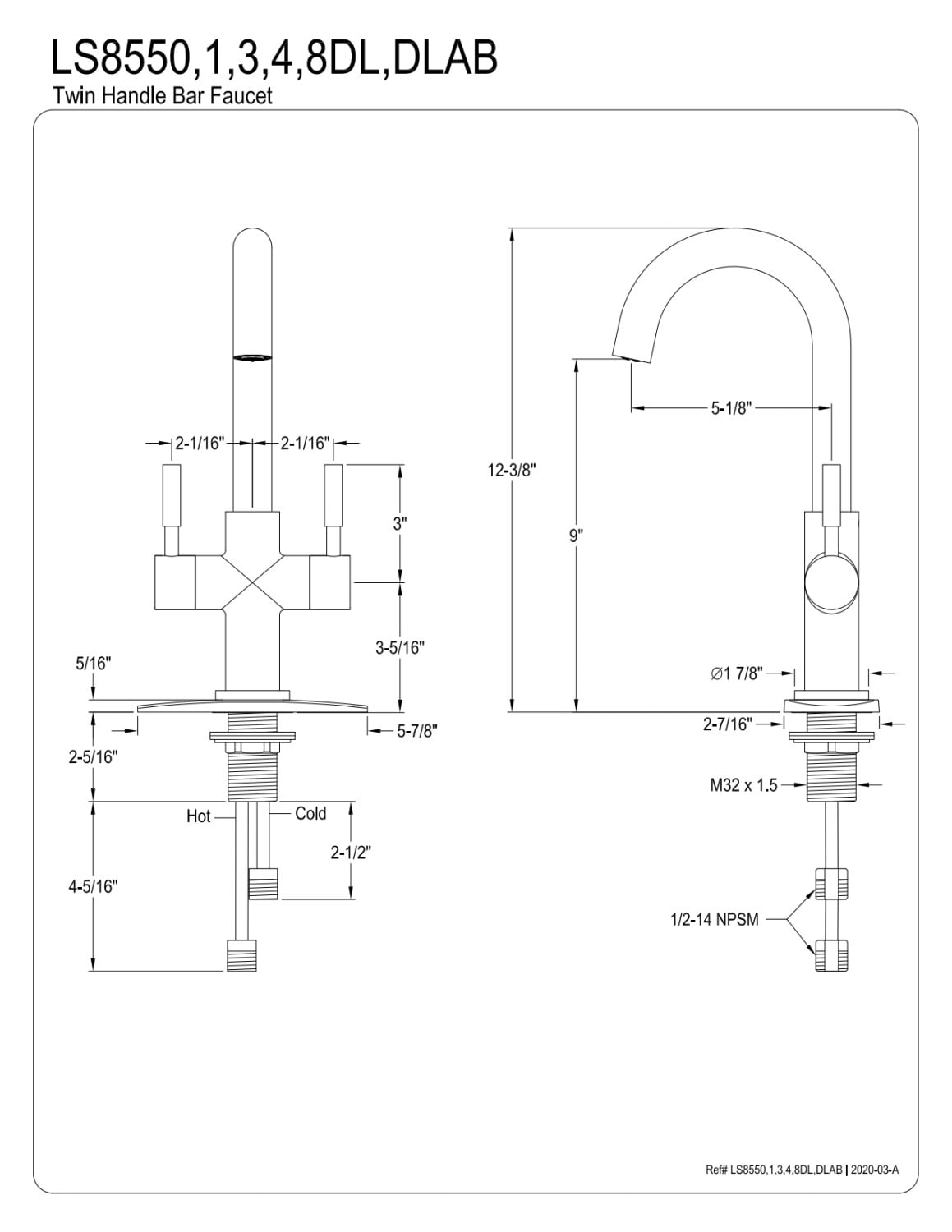 Kingston Brass KS1498PKX Duchess 2-Handle Vessel Household Faucet, Brushed Nickel