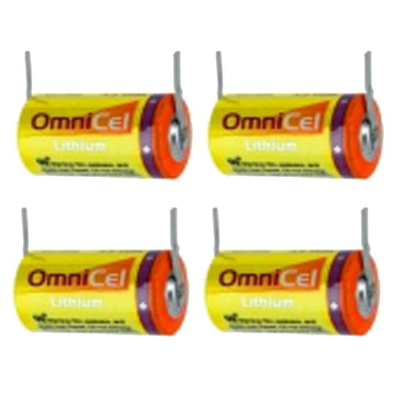 4x OmniCel ER14335 3.6V 1.65Ah 2/3AA Lithium Battery w/ Tabs Tracking Backup AMR