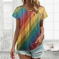 thumbnail image 3 of Colorful Diagonal Stripes Wood Print Women's Blouse Short Sleeve Women's Top T-Shirt Spring Summer Clothes, 3 of 7