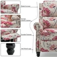thumbnail image 4 of DREAMSIDEA Manual Recliner Chair Push Back Upholstered Mid Century Armchair Fabric Sofa Home Theater Couches with Trim Wood Legs Reading Seat for Living Room, Flower, 4 of 10