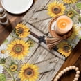 thumbnail image 3 of Farmhouse Sunflowers Table Runner 48 Inches, Rustic Barn Doors Flowers Butterfly Wooden Bed Runner Dresser Scarves Tabletop for Indoor Outdoor Parties/Ceremony/Banquet, 13" x 48", 3 of 8