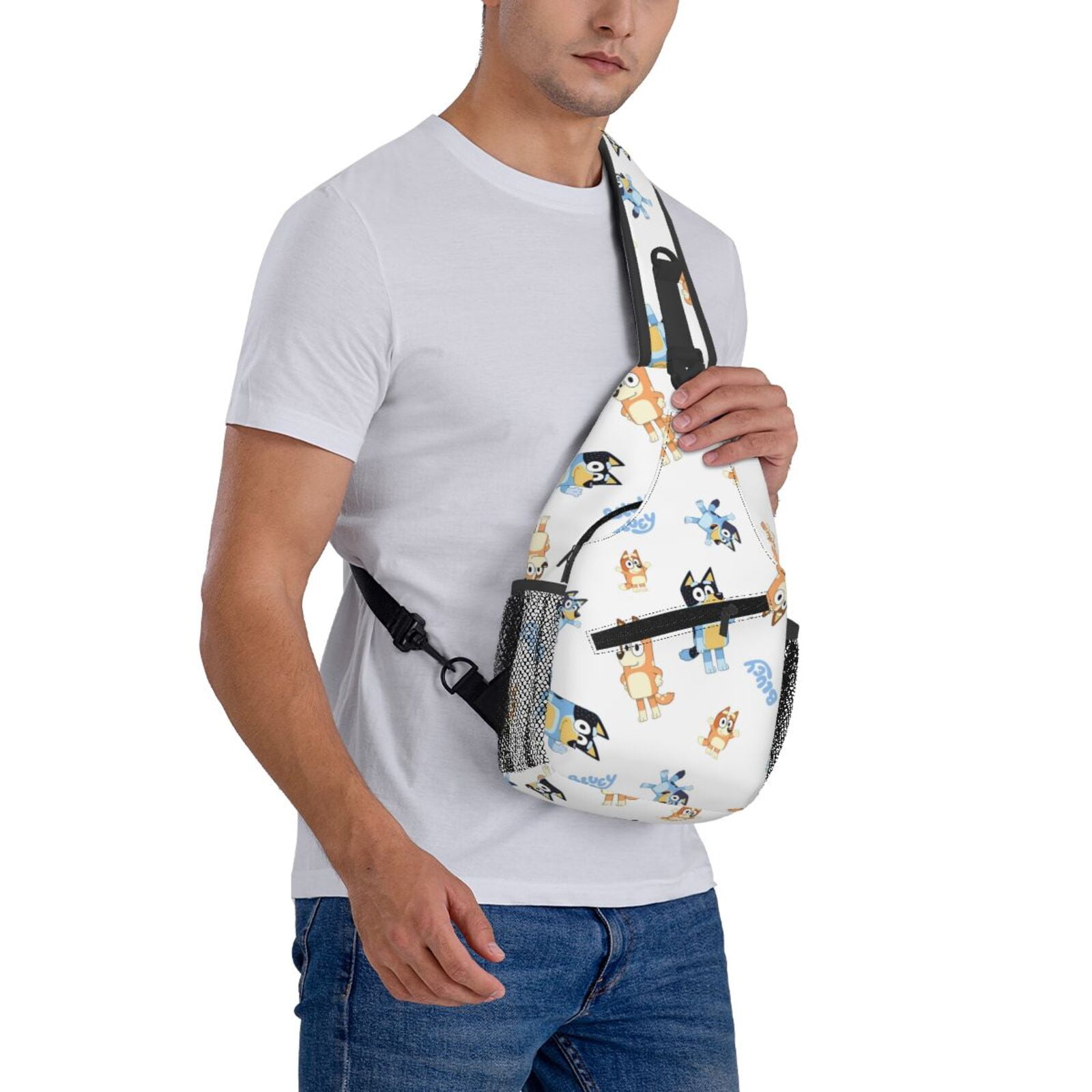 Kowoue Bluey Pattern Sling Backpack Crossbody Shoulder Bags for Men Women Small Daypacks Chest Bag Hiking Travel Sport Climbing Runners