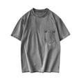 thumbnail image 5 of Hfnxid Big and Tall Men's Vintage Short Sleeve Shirt Solid Color Casual T-Shirt Fashion Crew Neck Tee with Pocket Gray XL, 5 of 6