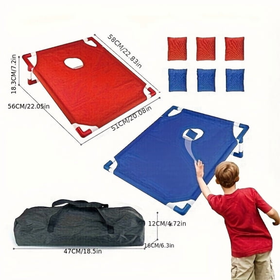 Cornhole Game Set with 2 Portable Boards, 6 Bean Bags and Carry Bag for Yard Party
