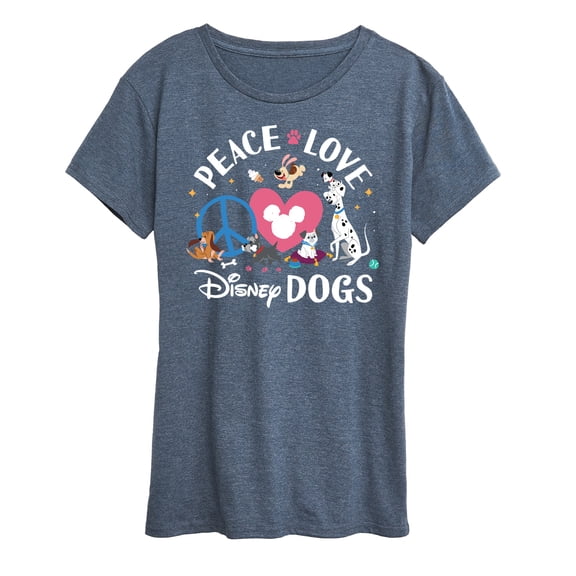 Disney Classics - Cats & Dogs - Peace Love Disney Dogs - Women's Short Sleeve Graphic T-Shirt