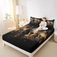 thumbnail image 4 of jejeloiu Gothic Skull Queen Sheet Sets,Halloween Skeleton Flat Sheet,Orange Black Gray Queen Fitted Sheet For Teens,Lightweight Room Decor,4 Pieces, 4 of 7