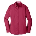 thumbnail image 5 of Womens Long Sleeve Carefree Poplin Uniforms Dress Cotton/Polyester Shirt Pink Azalea 4X-Large, 5 of 6