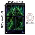 thumbnail image 4 of Halloween Fluorescent Window Banner 31.5 x 47.2 Inches Glow in Dark Window Cover with Skull Pumpkin Design Hanging Scary Decor for Home, 4 of 6