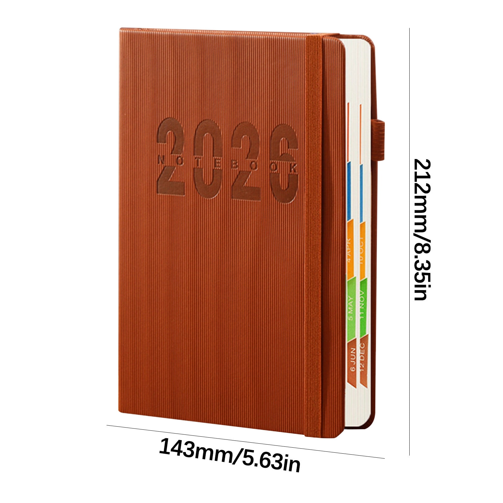 Tuvgenk A5 Subject Notebook Brown Journal Lay-Flat 2026 Planner Travel Diary