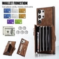 thumbnail image 3 of Phone Case for Samsung Galaxy S24 Ultra 5G Wallet Cover and Tempered Glass Screen Protector with Wrist Crossbody Strap Lanyard Credit Card Holder Stand S24Ultra 24S S 24 24Ultra Women Men Brown, 3 of 7