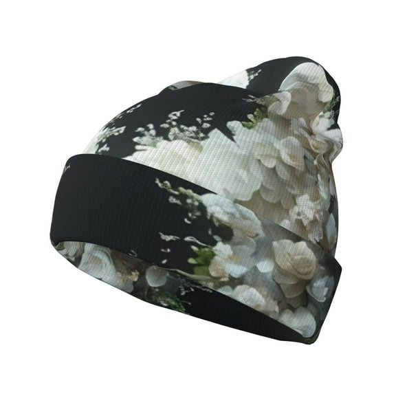 Kdxio Floral Angelic White Wings Winter Beanie for Men Women Beanie Knit Hat Cuffed Cap Beanie Knit Chunky Snow Cap