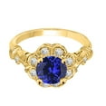 thumbnail image 2 of Aonejewelry 1.00 Carat Round Tanzanite and Halo Diamond Ring in 10K Solid Rose, White & Yellow Gold, 2 of 8