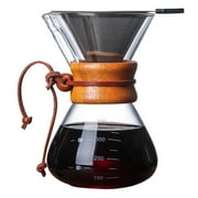 Topumt Pour Over Coffee Maker with Stainless Steel Filter, Coffee Dripper Brewer & Glass Coffee Pot, High Heat Resistant Decanter