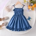 thumbnail image 4 of Kids Girl Dress Dot Prints Blue Dress for Girls Summer Princess Party Dress Clothes for Girls 6-7 Years, 4 of 6