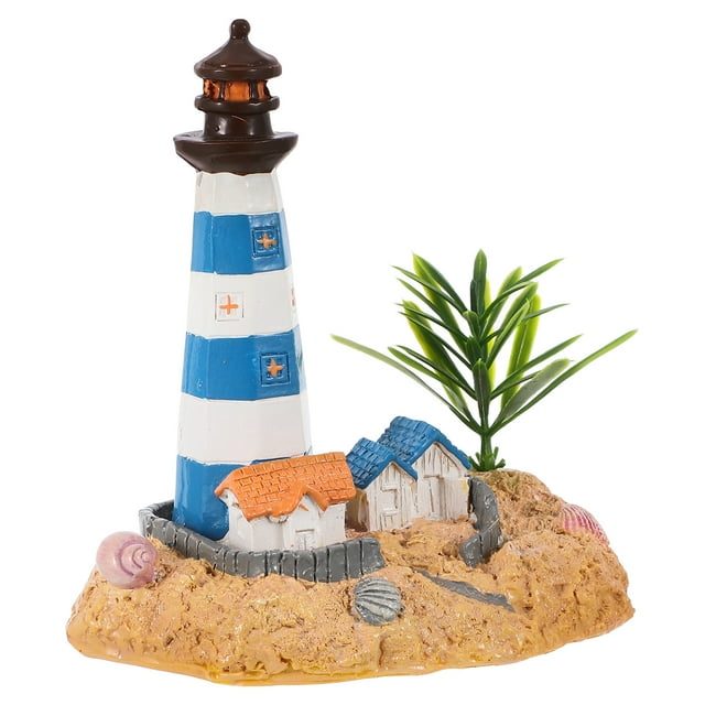 Mini Resin Lighthouse Figurine for Aquarium Decor Mediterranean Style Fish Tank Decoration for Micro Landscape Nautical Themed Home Decor