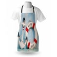 thumbnail image 3 of Buoy Apron Anchor Striped Life Buoy Siding Vertical on Shabby Boards Classic Style, Unisex Kitchen Bib Apron with Adjustable Neck for Cooking Baking Gardening, Red Pale Blue Navy Blue, by Ambesonne, 3 of 3