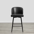 thumbnail image 3 of CHITA 27" Swivel Upholstered Counter Bar Stools with Back & Metal Legs Set of 4,Faux Leather in Black, 3 of 7