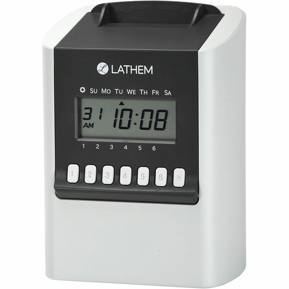 Reloj electrónico Lathem 700E para 100 empleados, color gris