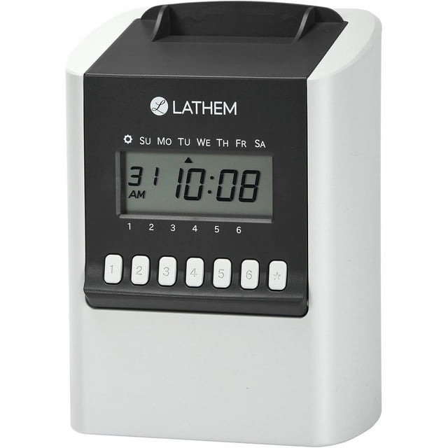 Reloj electrónico Lathem 700E para 100 empleados, color gris
