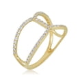 thumbnail image 2 of AVORA 10K Yellow Gold Simulated Diamond CZ Linear Open Shank Fashion Ring  - Size 7.5, 2 of 6