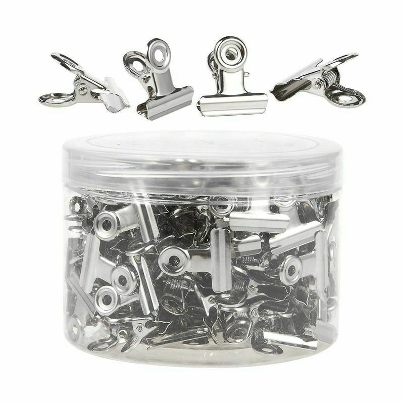 150 Bulldog Clips Stainless Steel Hinge Binder for Document File Silver 0.9x0.9 