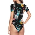 thumbnail image 4 of Naloa Hibiscus Rose Women's Short-Sleeved Onesie, One-Piece Swimsuit for Parties, dates, clubs - Large, 4 of 9