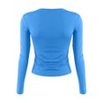 thumbnail image 4 of Thredzr Ribbed Long Sleeve Tops for Women Oversized Knit Sexy Shirts Soft Loose Basic Cozy Solid Color Tight Sweater 06# Blue XS, 4 of 4