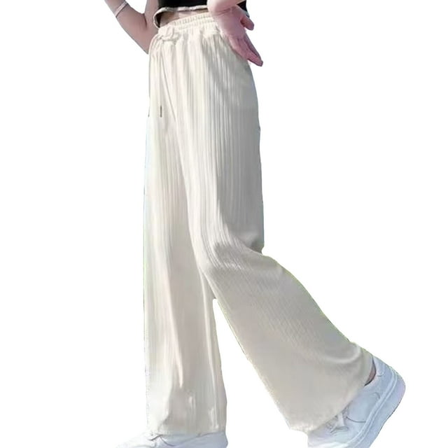 Teen Children Pants Solid Color For Girls Casual High Elastic Waisted Drawstring Loose Fit Sweatpants Streetwear