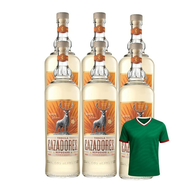 6 Tequila Cazadores Reposado 950 ml + Jersey Verde