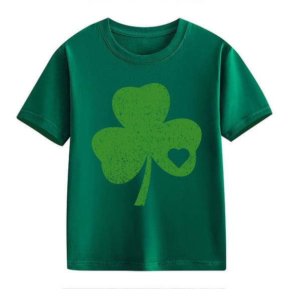 YunPes Kids St. Patrick's Day Shirt Toddler Girls Boys Letter Print T Shirt Tops Short Sleeve Graphic Tees Casual Clothes