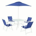 thumbnail image 2 of Mainstays Albany Lane 6-Piece Steel Outdoor Patio Dining Set with Umbrella, Blue, 2 of 15